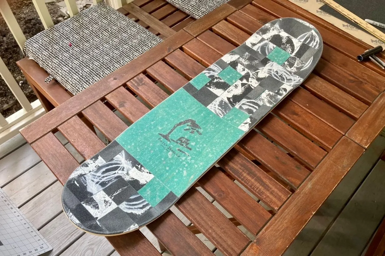 The griptape job turned into a small craft project