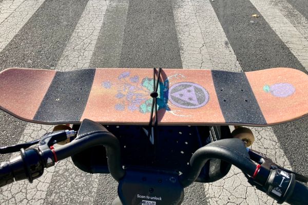 Skateboard on Capital Bikeshare eBike