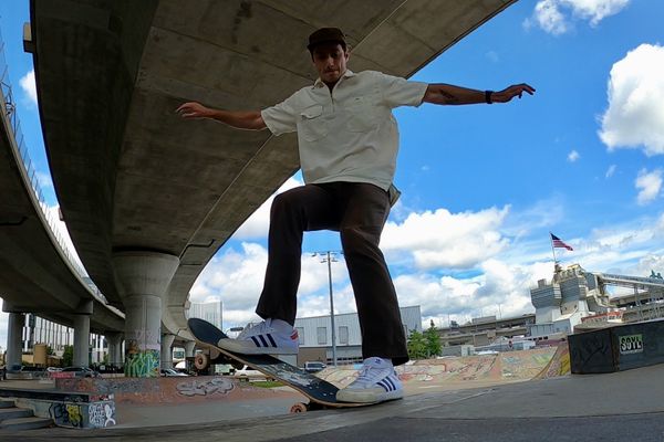 Tailslide on Bank in Lynch Skatepark Boston